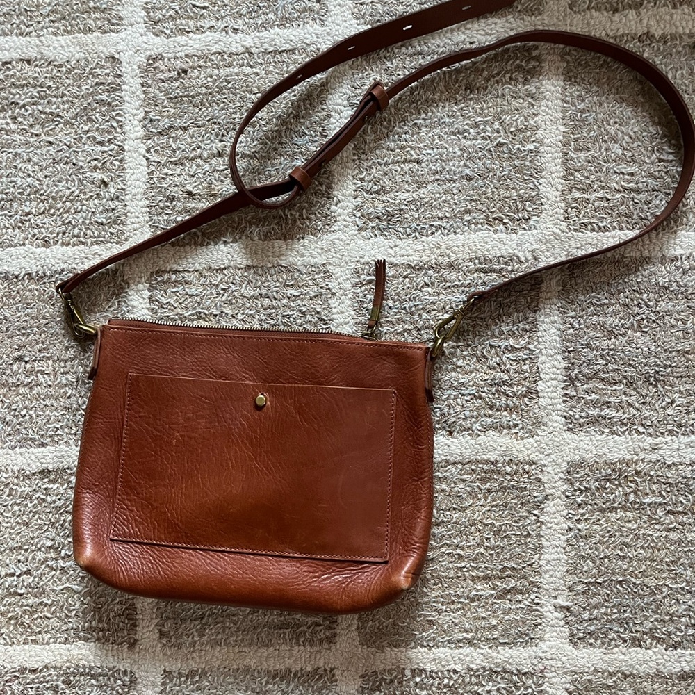 Madewell Minimalist Brown Crossbody Bag with Smooth Leather